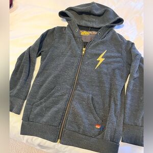 Aviator Nation full zip hoodie, grey lightning bolt
